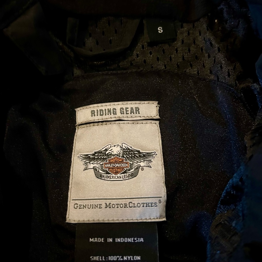Harley-Davidson Black & White Motorcycle Jacket with Orange Accents - Picture 2 of 3